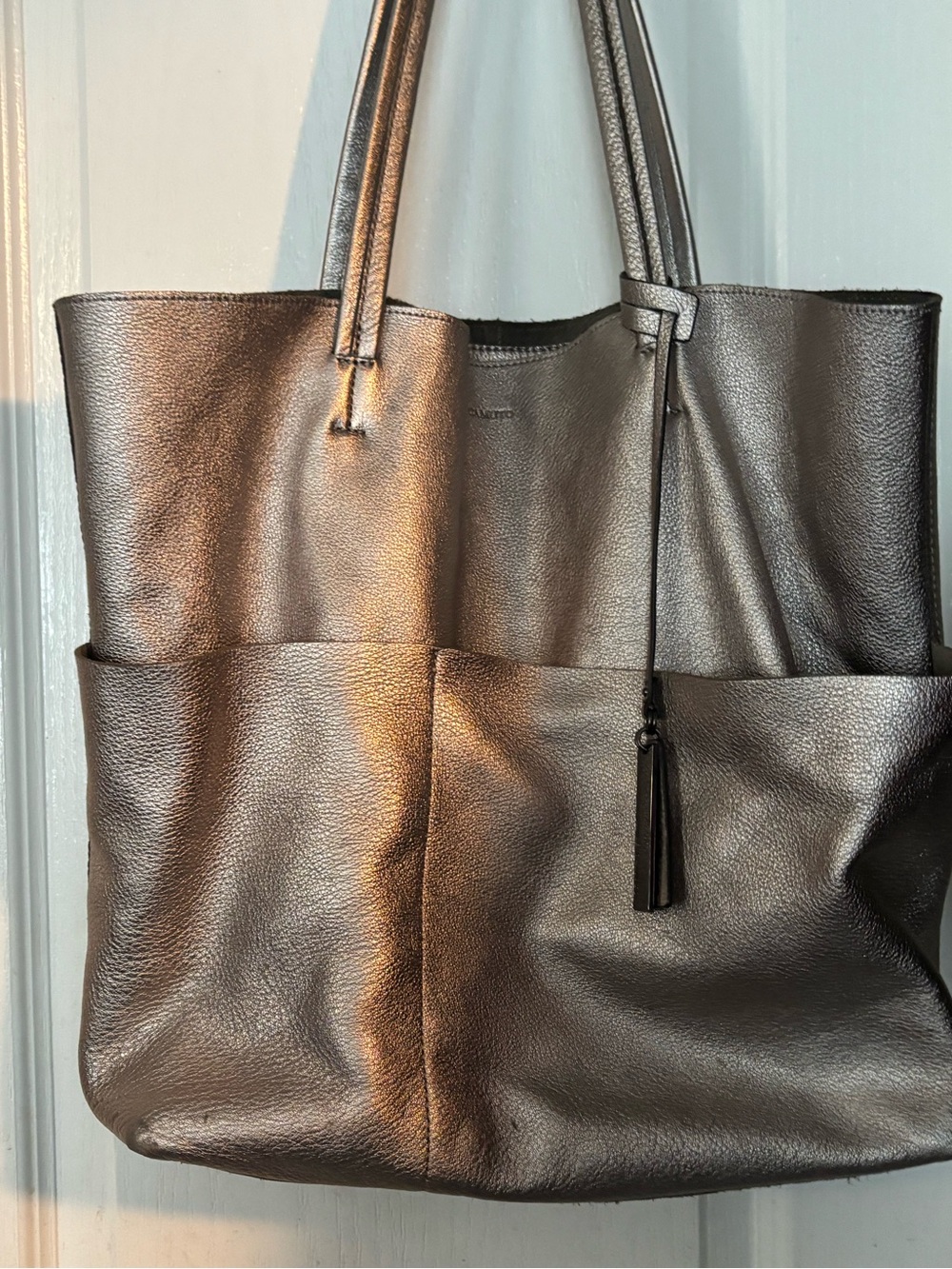 Vince Camuto Leather Tote Bag with Tassel